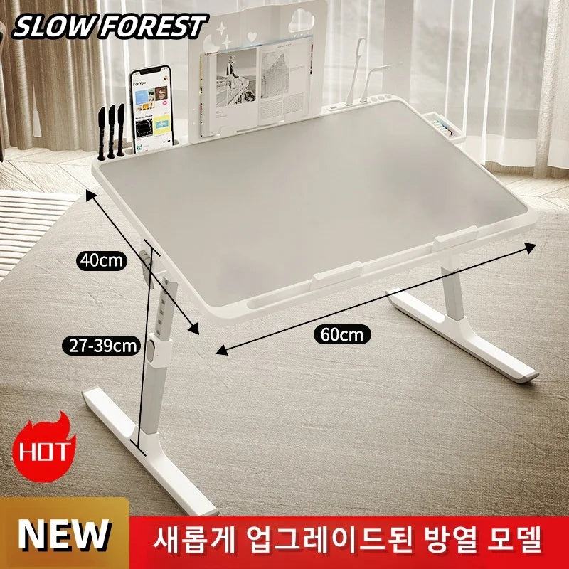 Adjustable Laptop Bed Tray Table Portable Standing Desk with Storage Drawer Foldable Lap Tablet for Sofa Comfortable Viewing