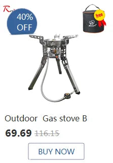 Camping Folding Removable IGT Wood Table Gas Stove Portable Lightweight Camp BBQ Grill Table Outdoor Picnic Fishing Table