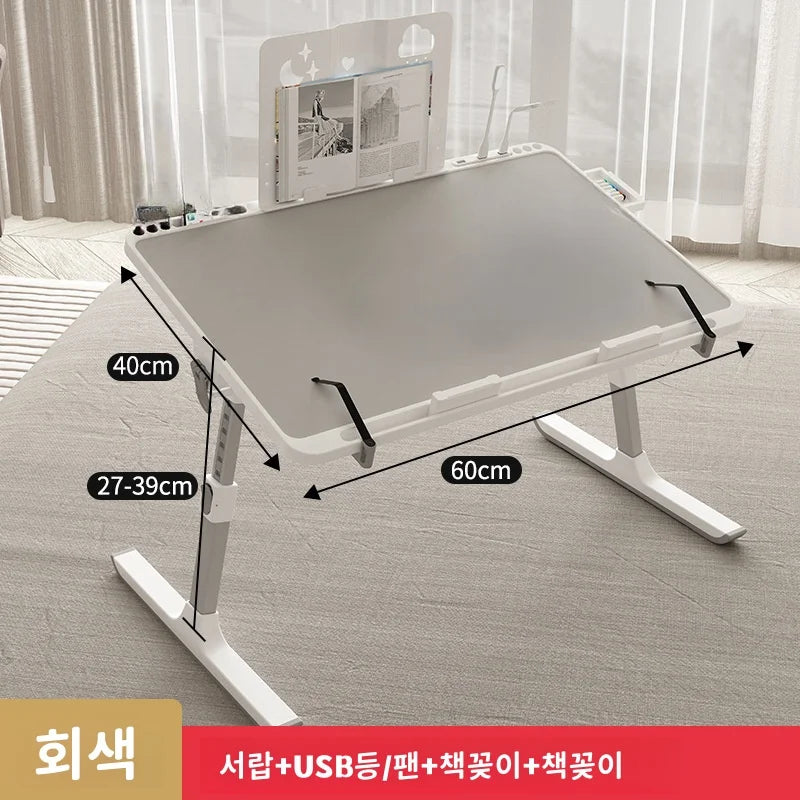 Adjustable Laptop Bed Tray Table Portable Standing Desk with Storage Drawer Foldable Lap Tablet for Sofa Comfortable Viewing