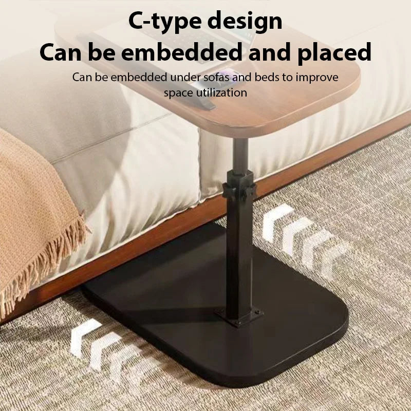 C-shaped Side Table Coffee Table Waterproof Living Room Sofa Table Height Adjustable And Flip-over Panel Load Capacity of 25kg