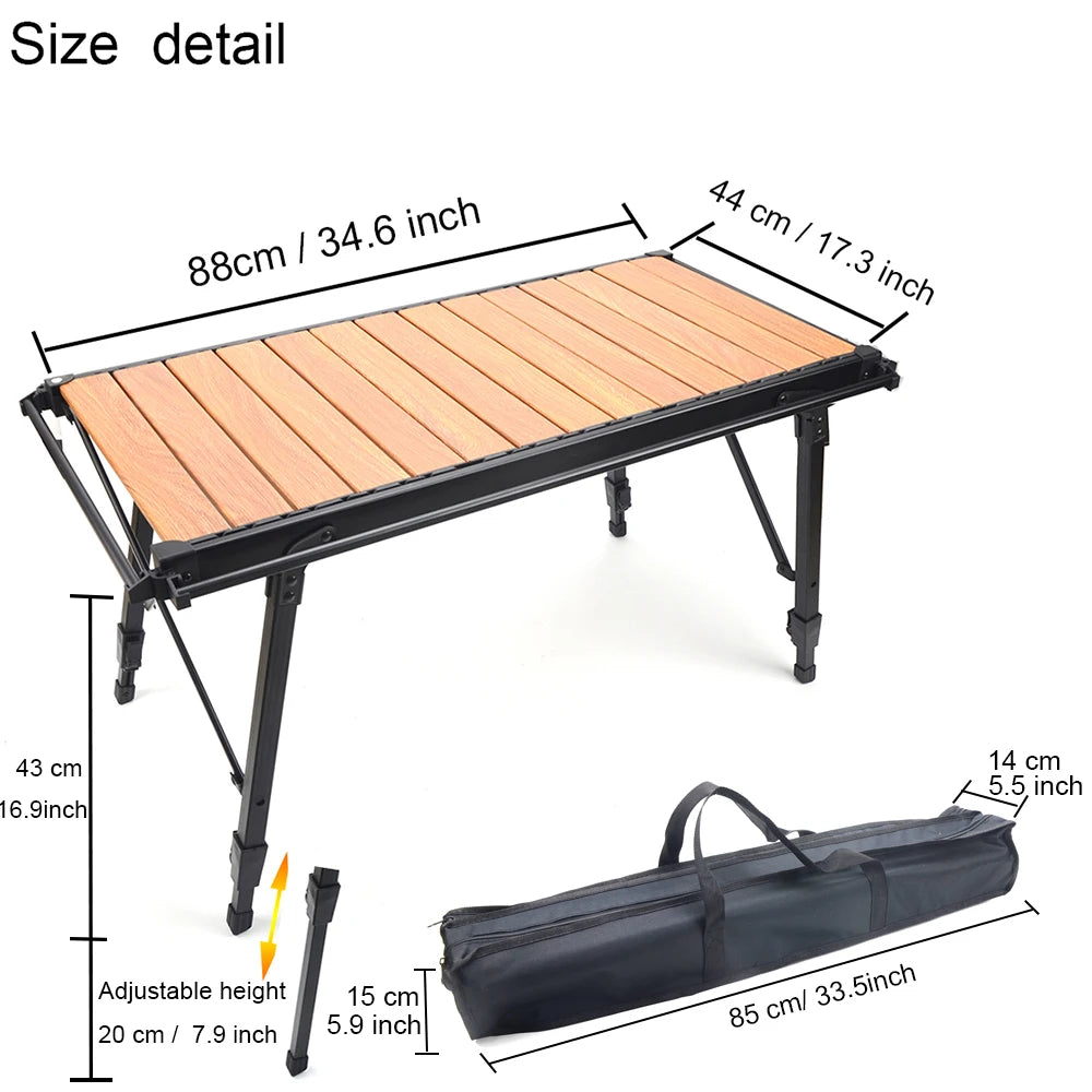 Camping Folding Removable IGT Wood Table Gas Stove Portable Lightweight Camp BBQ Grill Table Outdoor Picnic Fishing Table