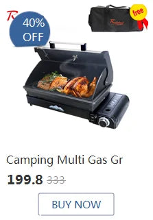 Camping Folding Removable IGT Wood Table Gas Stove Portable Lightweight Camp BBQ Grill Table Outdoor Picnic Fishing Table