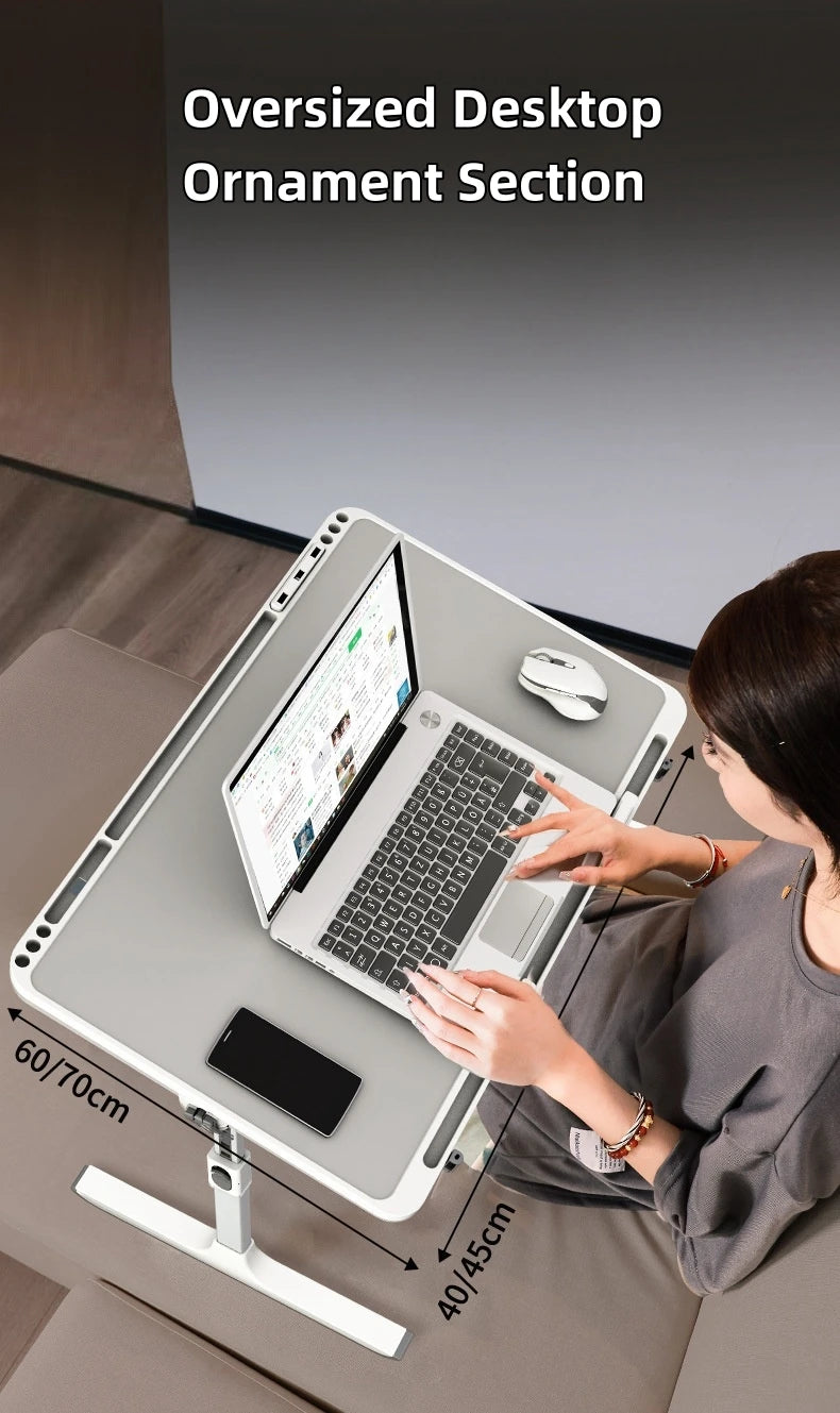 Adjustable Laptop Bed Tray Table Portable Standing Desk with Storage Drawer Foldable Lap Tablet for Sofa Comfortable Viewing