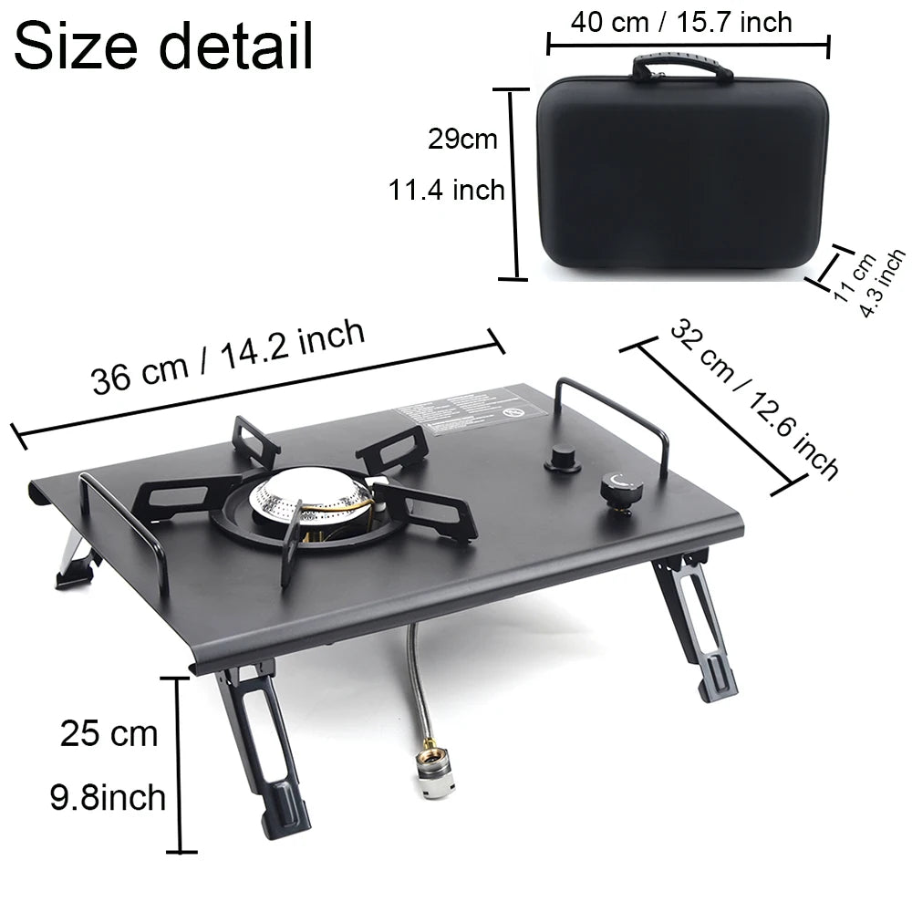 Camping Folding Removable IGT Wood Table Gas Stove Portable Lightweight Camp BBQ Grill Table Outdoor Picnic Fishing Table