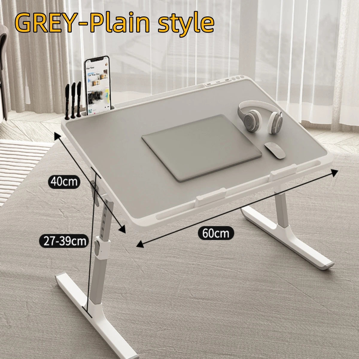 Adjustable Laptop Bed Tray Table Portable Standing Desk with Storage Drawer Foldable Lap Tablet for Sofa Comfortable Viewing