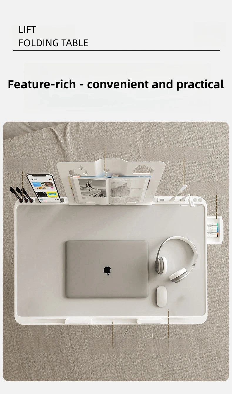 Adjustable Laptop Bed Tray Table Portable Standing Desk with Storage Drawer Foldable Lap Tablet for Sofa Comfortable Viewing