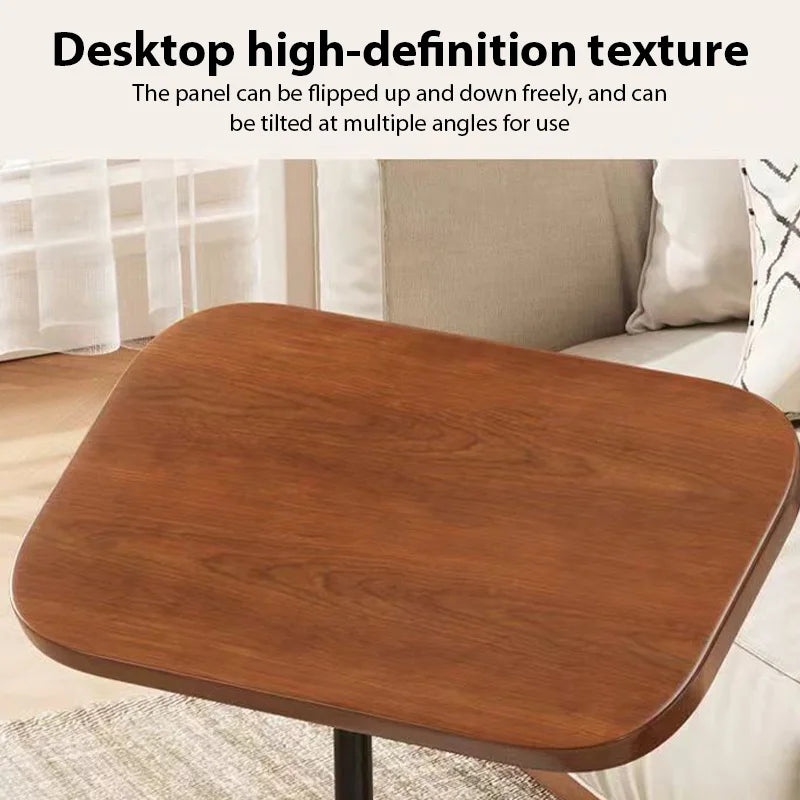 C-shaped Side Table Coffee Table Waterproof Living Room Sofa Table Height Adjustable And Flip-over Panel Load Capacity of 25kg