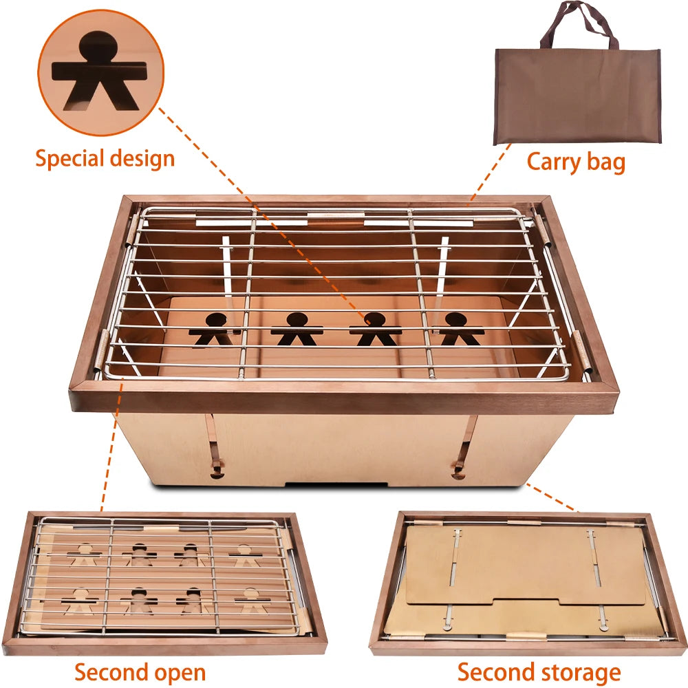 Camping Folding Removable IGT Wood Table Gas Stove Portable Lightweight Camp BBQ Grill Table Outdoor Picnic Fishing Table