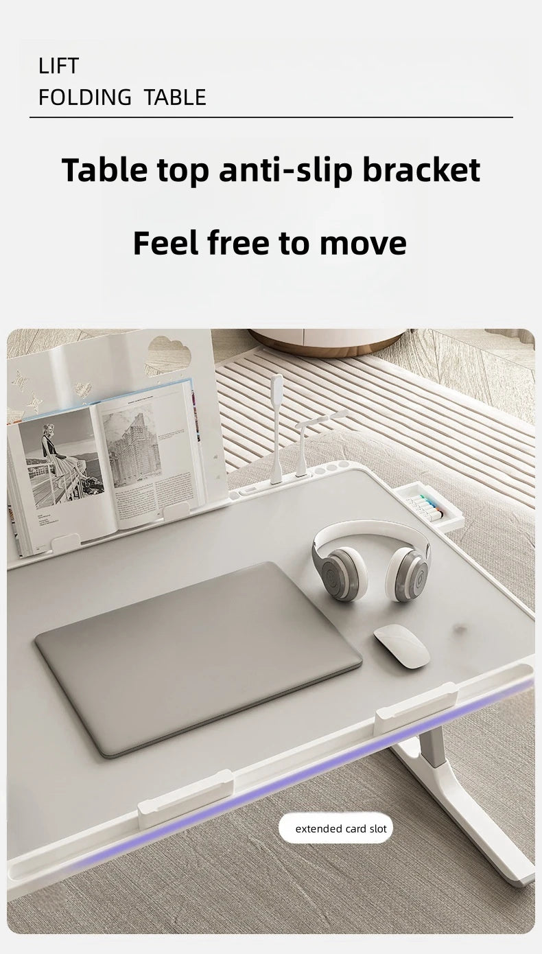 Adjustable Laptop Bed Tray Table Portable Standing Desk with Storage Drawer Foldable Lap Tablet for Sofa Comfortable Viewing