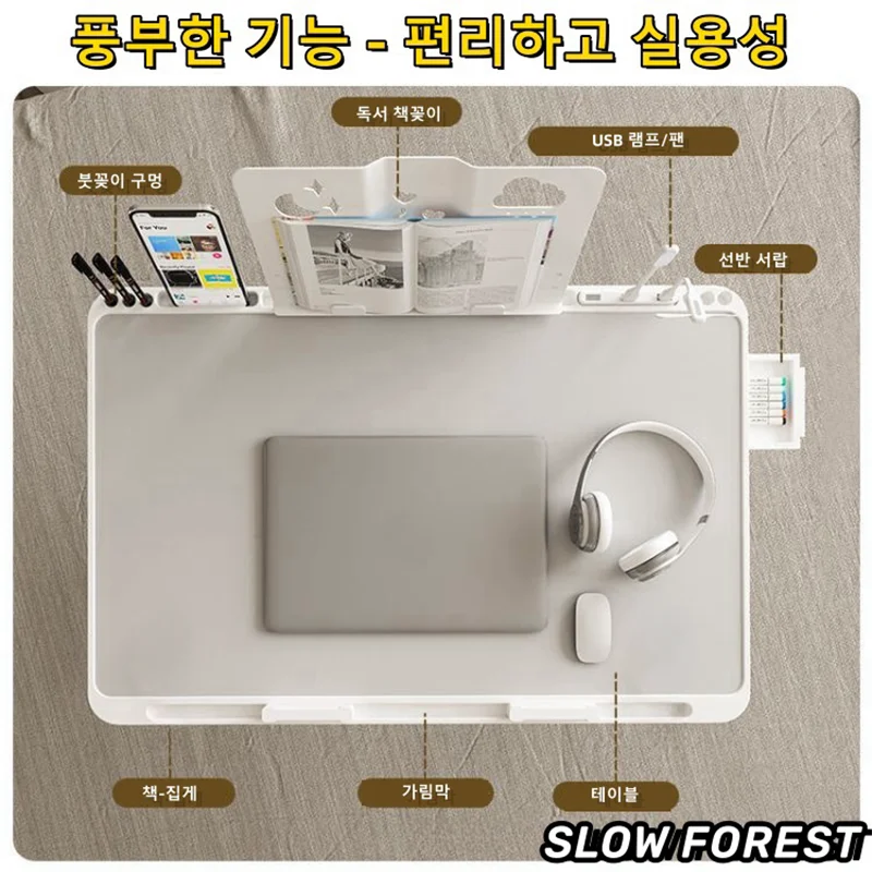 Adjustable Laptop Bed Tray Table Portable Standing Desk with Storage Drawer Foldable Lap Tablet for Sofa Comfortable Viewing