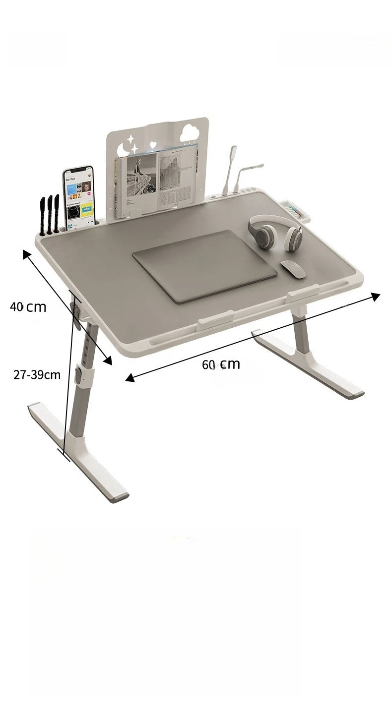 Adjustable Laptop Bed Tray Table Portable Standing Desk with Storage Drawer Foldable Lap Tablet for Sofa Comfortable Viewing