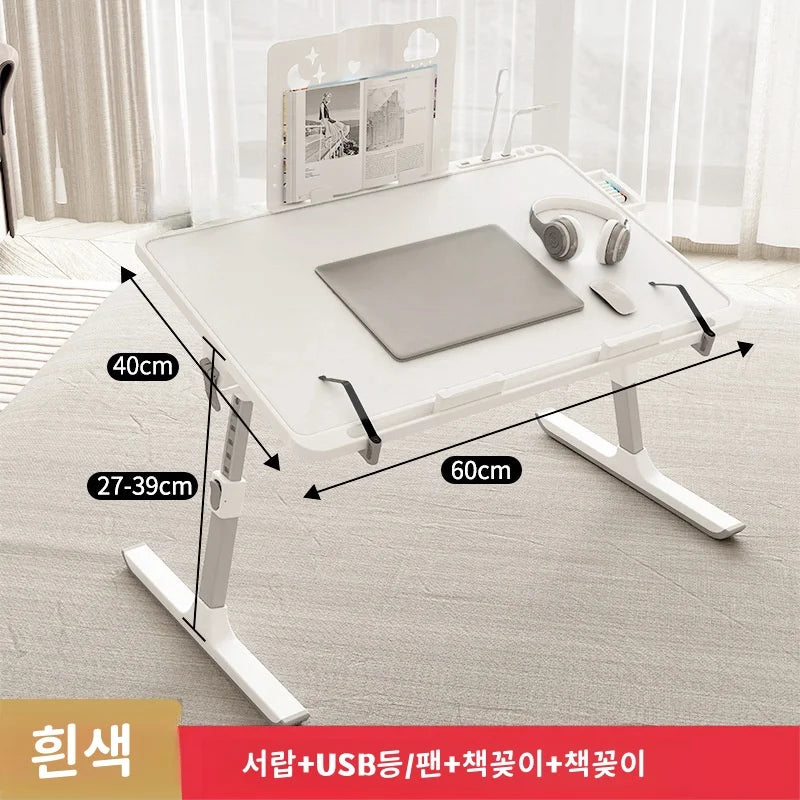 Adjustable Laptop Bed Tray Table Portable Standing Desk with Storage Drawer Foldable Lap Tablet for Sofa Comfortable Viewing